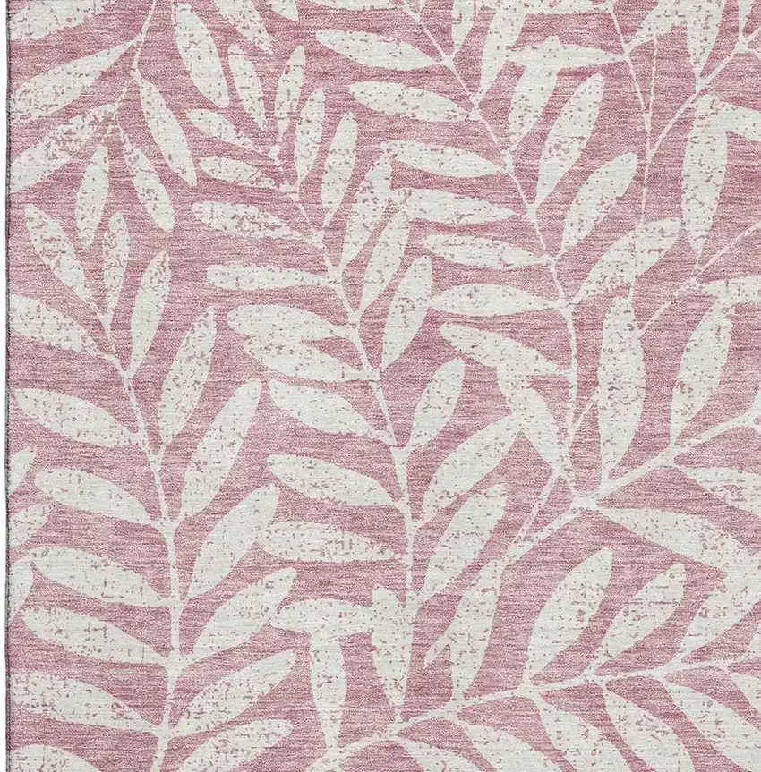 Blush And Ivory Floral Washable Area Rug With UV Protection Photo 3