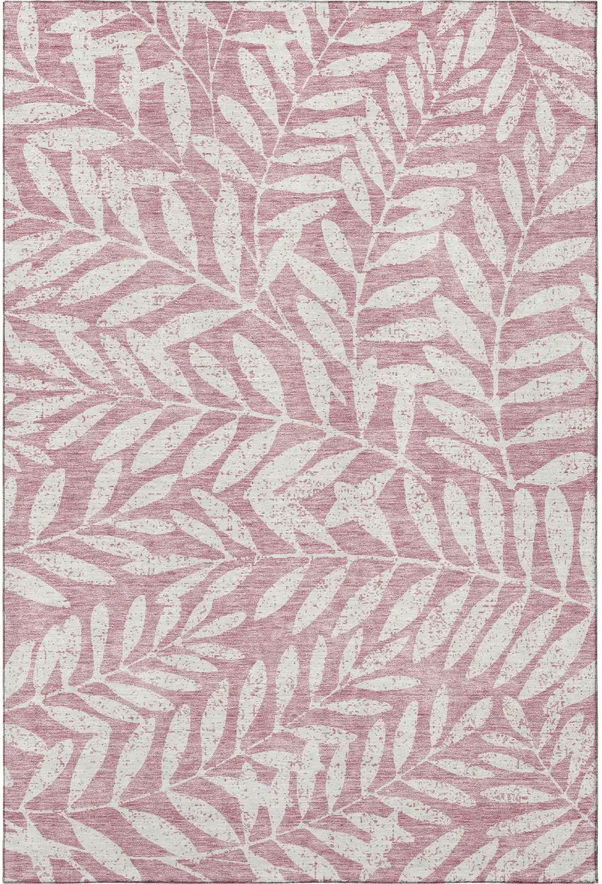Blush And Ivory Floral Washable Area Rug With UV Protection Photo 4