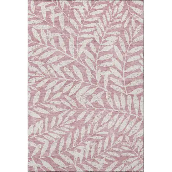 Blush And Ivory Floral Washable Area Rug With UV Protection Photo 4