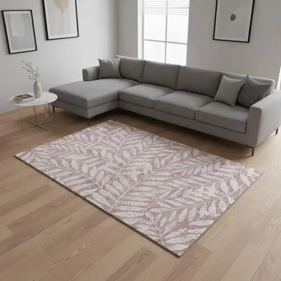 Blush And Ivory Floral Washable Area Rug With UV Protection Photo 2