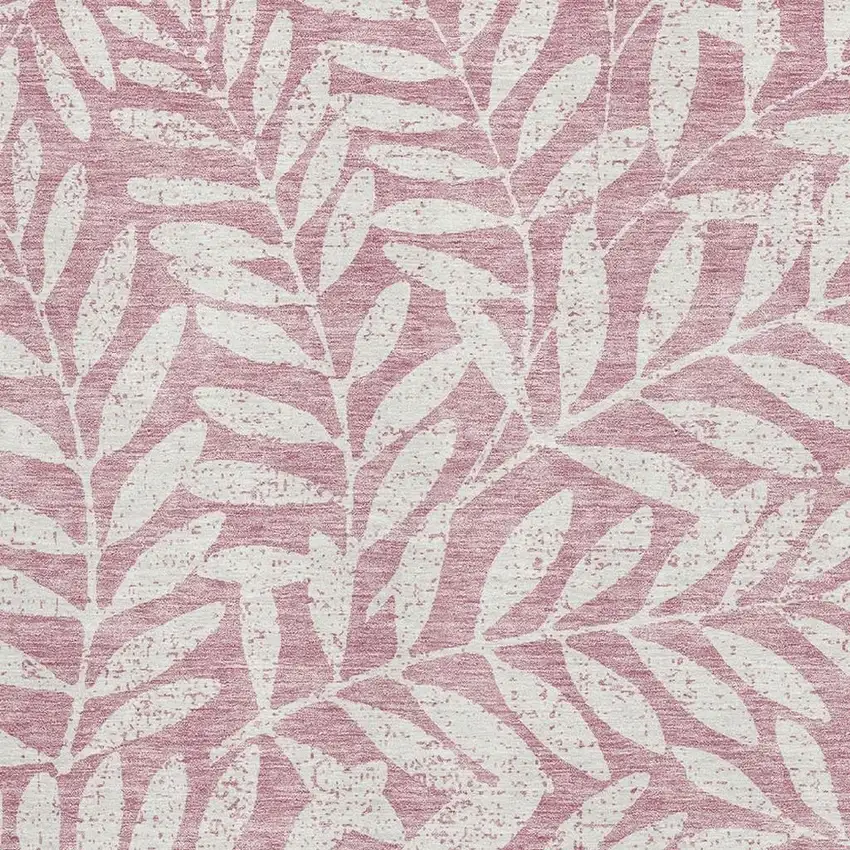 Blush And Ivory Floral Washable Area Rug With UV Protection Photo 3