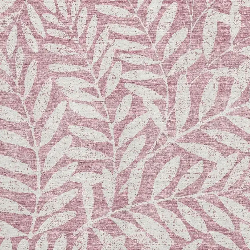 Blush And Ivory Floral Washable Area Rug With UV Protection Photo 3