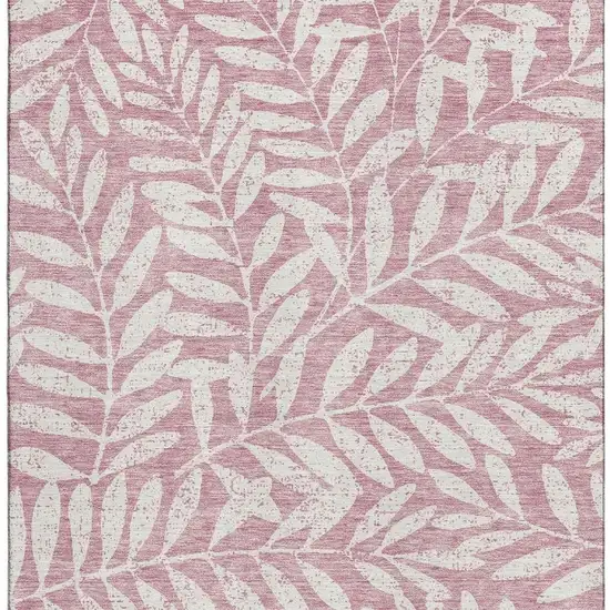 Blush And Ivory Floral Washable Area Rug With UV Protection Photo 4