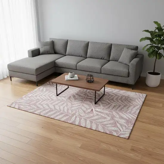 Blush And Ivory Floral Washable Area Rug With UV Protection Photo 2