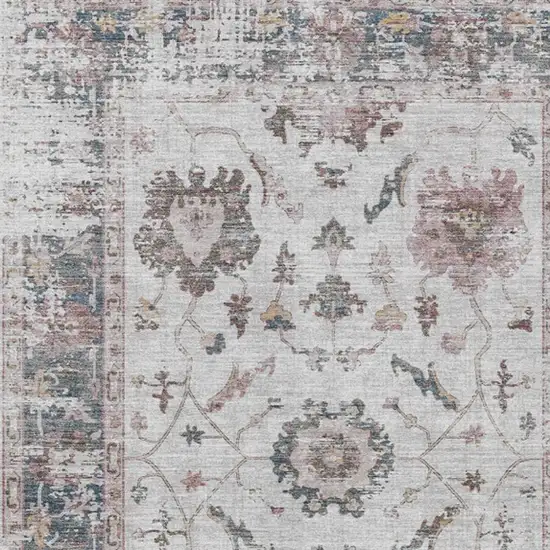 Blush And Ivory Floral Washable Indoor Outdoor Area Rug Photo 3