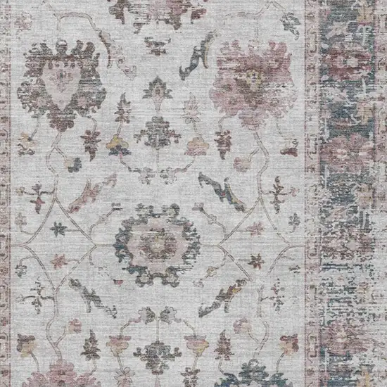 Blush And Ivory Floral Washable Indoor Outdoor Area Rug Photo 4