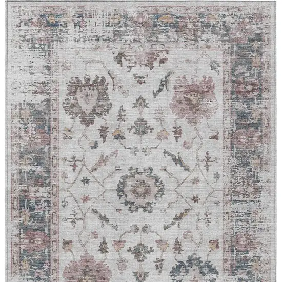 Blush And Ivory Floral Washable Indoor Outdoor Area Rug Photo 9