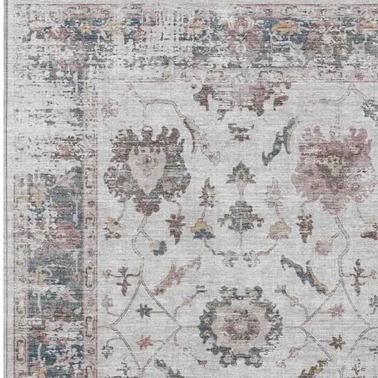 Blush And Ivory Floral Washable Indoor Outdoor Area Rug Photo 3