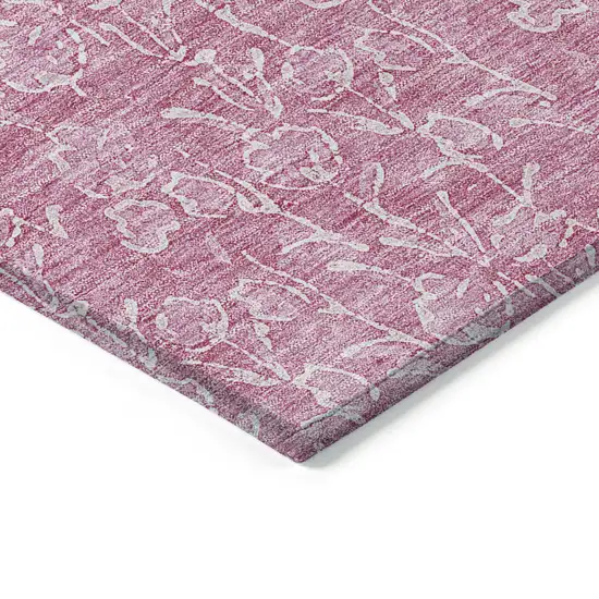 Blush And Ivory Floral Washable Indoor Outdoor Area Rug Photo 4