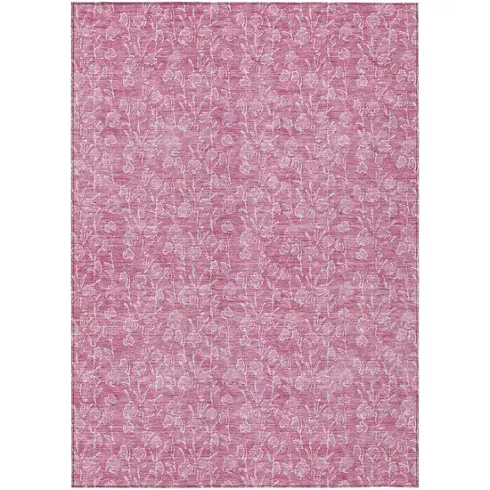 Blush And Ivory Floral Washable Indoor Outdoor Area Rug Photo 2