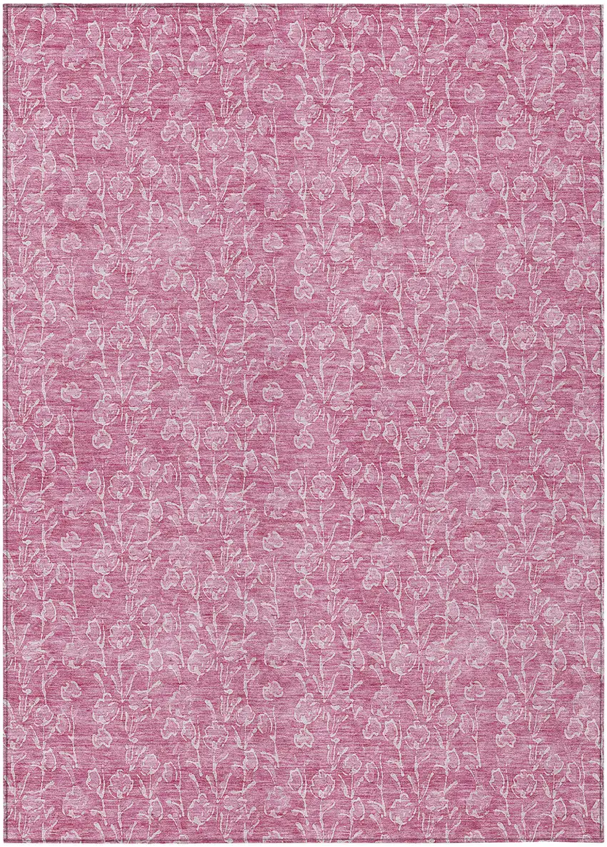 Blush And Ivory Floral Washable Indoor Outdoor Area Rug Photo 2