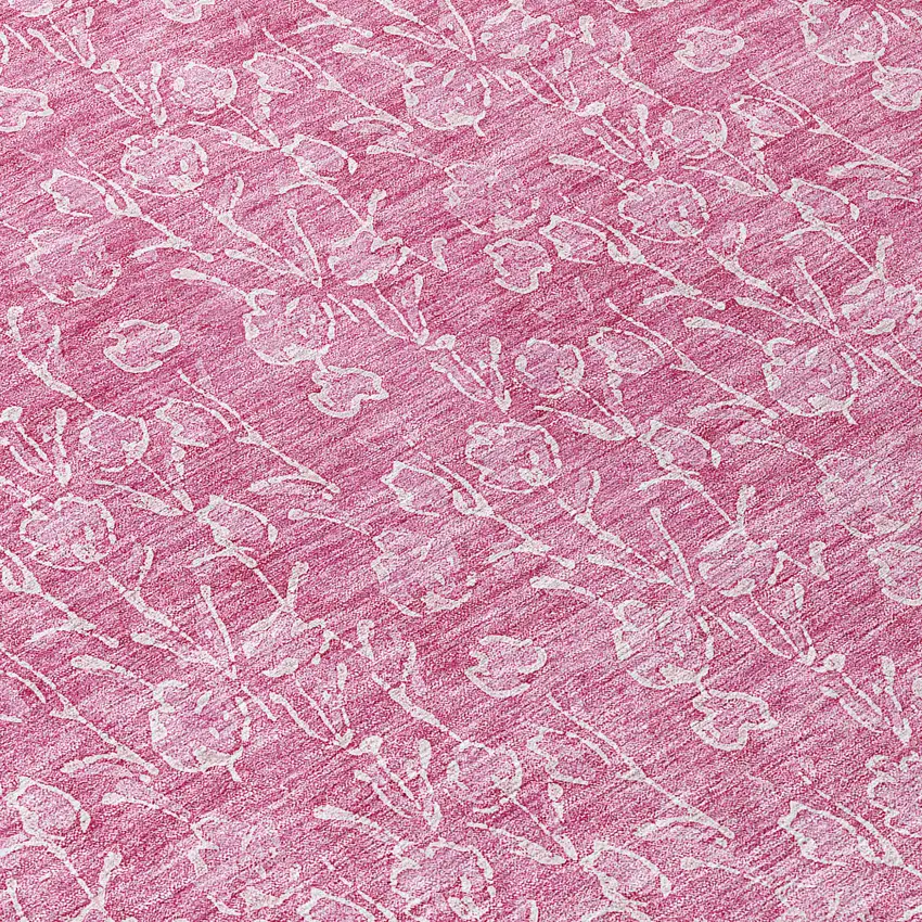 Blush And Ivory Floral Washable Indoor Outdoor Area Rug Photo 7