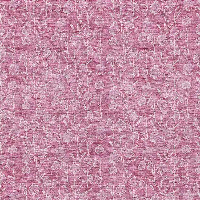Blush And Ivory Floral Washable Indoor Outdoor Area Rug Photo 5