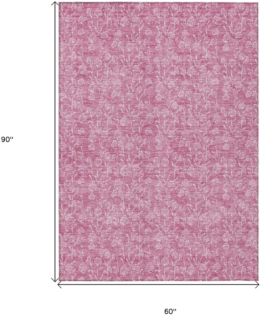 Blush And Ivory Floral Washable Indoor Outdoor Area Rug Photo 3