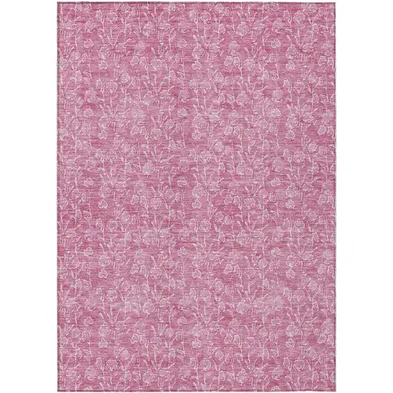 Blush And Ivory Floral Washable Indoor Outdoor Area Rug Photo 2