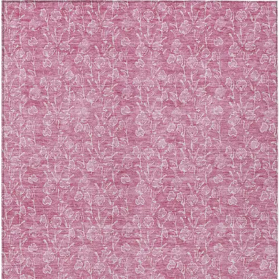 Blush And Ivory Floral Washable Indoor Outdoor Area Rug Photo 6