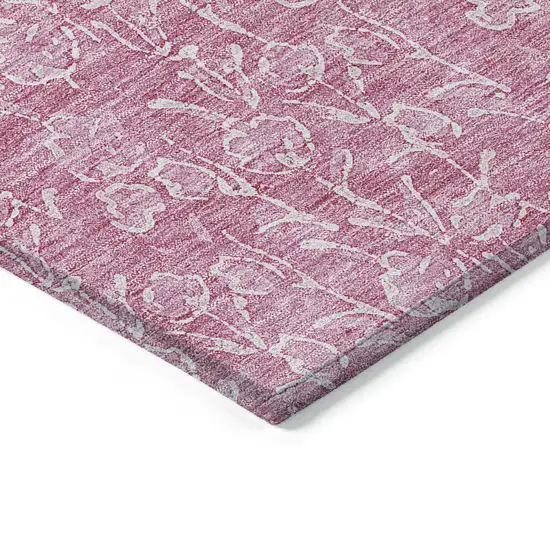 Blush And Ivory Floral Washable Indoor Outdoor Area Rug Photo 4