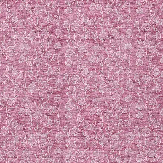 Blush And Ivory Floral Washable Indoor Outdoor Area Rug Photo 5