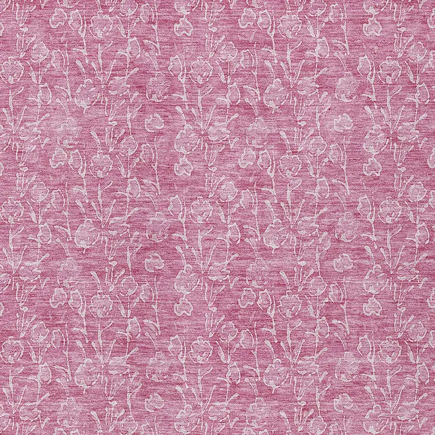 Blush And Ivory Floral Washable Indoor Outdoor Area Rug Photo 5