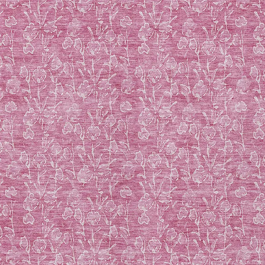 Blush And Ivory Floral Washable Indoor Outdoor Area Rug Photo 5