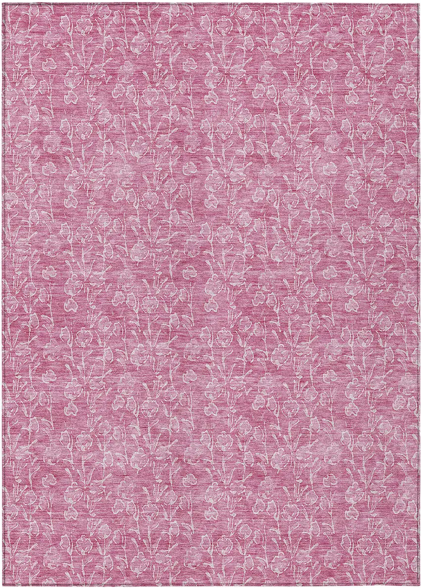 Blush And Ivory Floral Washable Indoor Outdoor Area Rug Photo 2