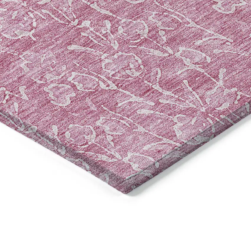 Blush And Ivory Floral Washable Indoor Outdoor Area Rug Photo 4