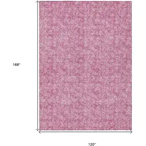 Photo of Blush And Ivory Floral Washable Indoor Outdoor Area Rug