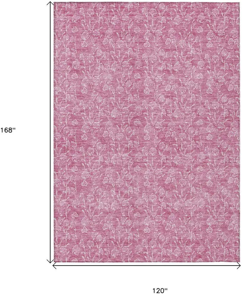 Blush And Ivory Floral Washable Indoor Outdoor Area Rug Photo 3