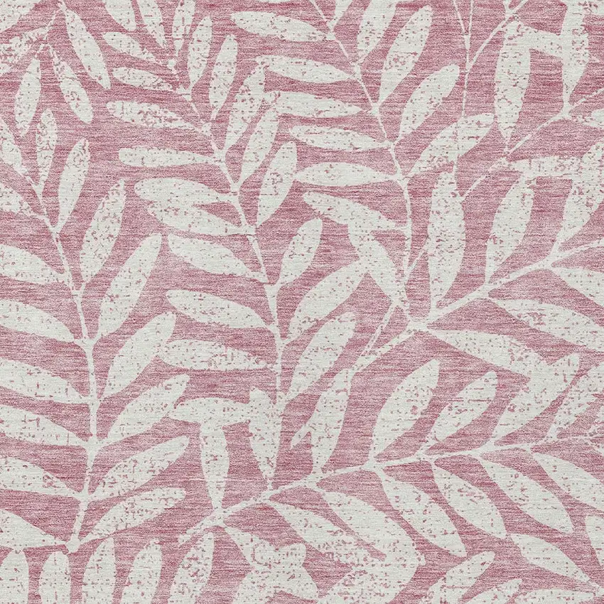 Blush And Ivory Floral Washable Indoor Outdoor Area Rug Photo 6