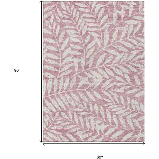 Blush And Ivory Floral Washable Indoor Outdoor Area Rug Photo 3