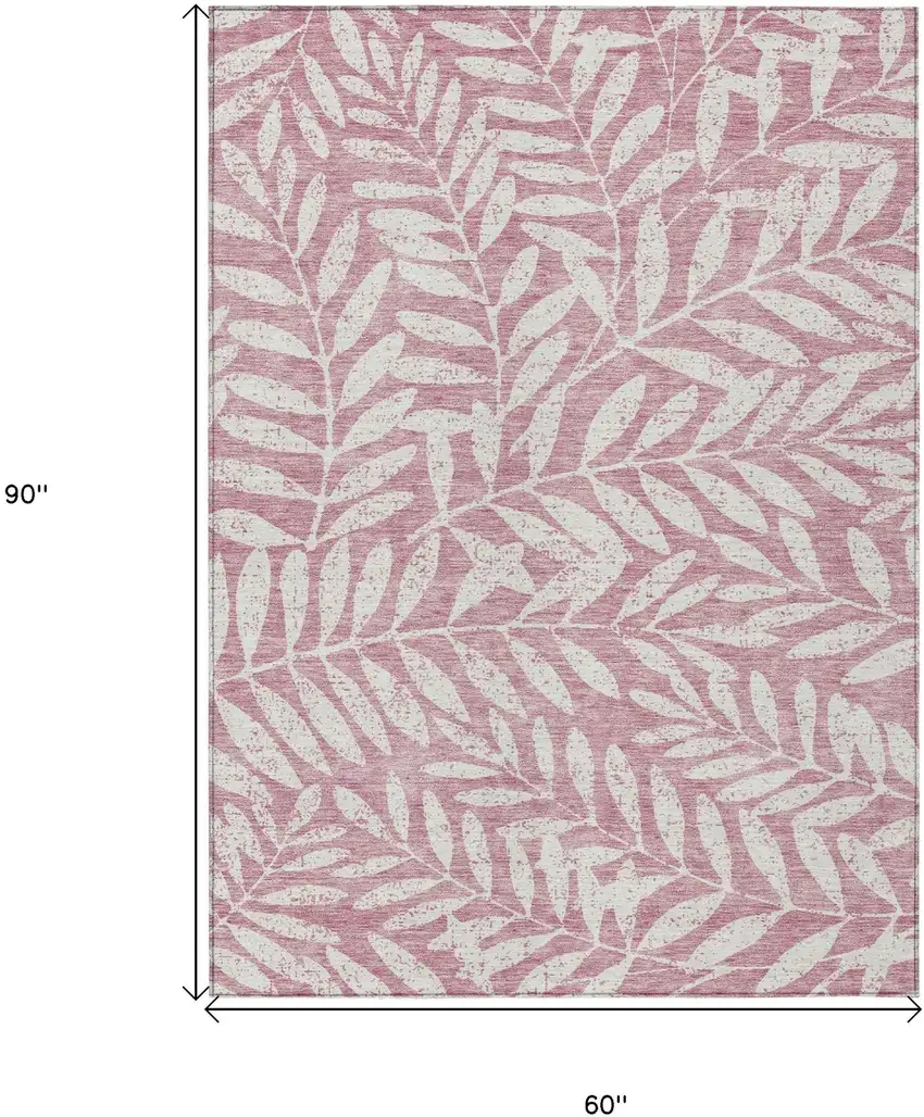 Blush And Ivory Floral Washable Indoor Outdoor Area Rug Photo 3