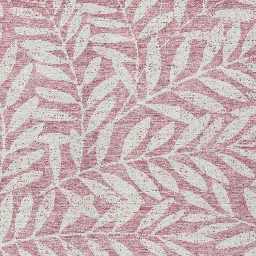 Blush And Ivory Floral Washable Indoor Outdoor Area Rug Photo 6