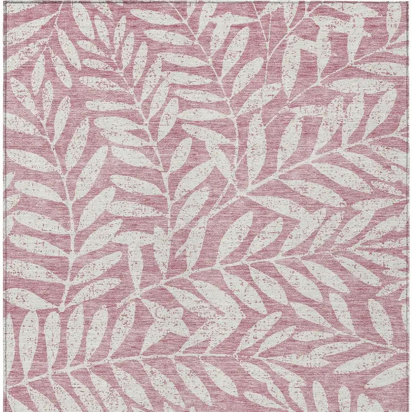 Blush And Ivory Floral Washable Indoor Outdoor Area Rug Photo 7