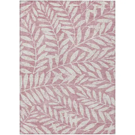 Blush And Ivory Floral Washable Indoor Outdoor Area Rug Photo 2