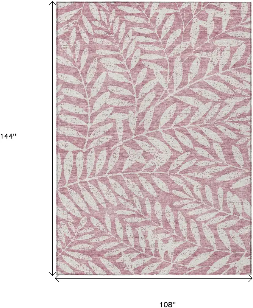 Blush And Ivory Floral Washable Indoor Outdoor Area Rug Photo 3
