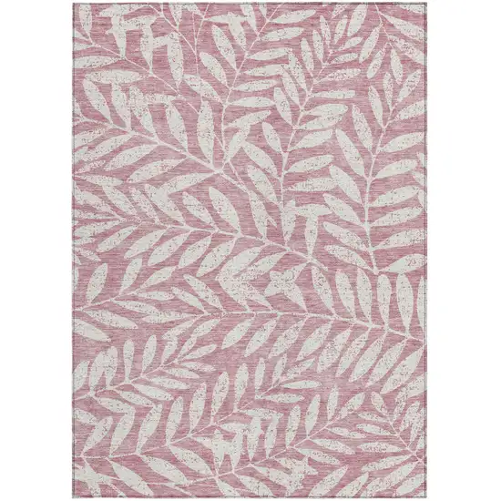 Blush And Ivory Floral Washable Indoor Outdoor Area Rug Photo 6