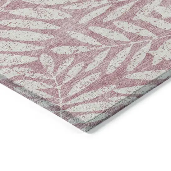 Blush And Ivory Floral Washable Indoor Outdoor Area Rug Photo 5