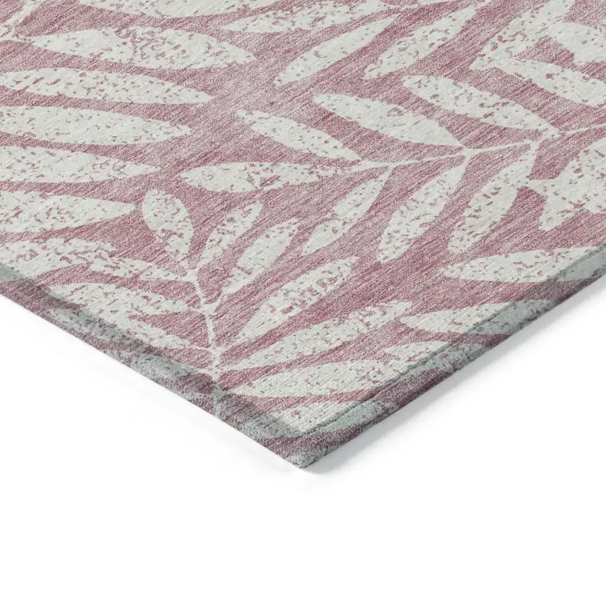 Blush And Ivory Floral Washable Indoor Outdoor Area Rug Photo 5