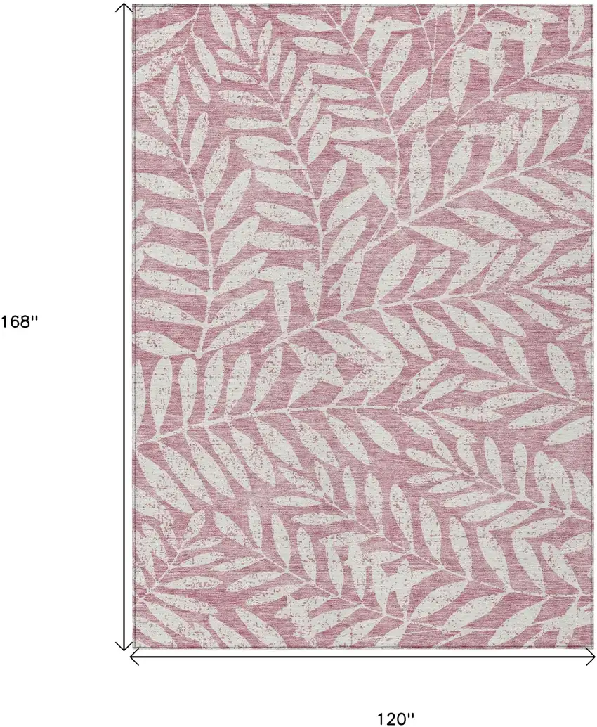 Blush And Ivory Floral Washable Indoor Outdoor Area Rug Photo 3