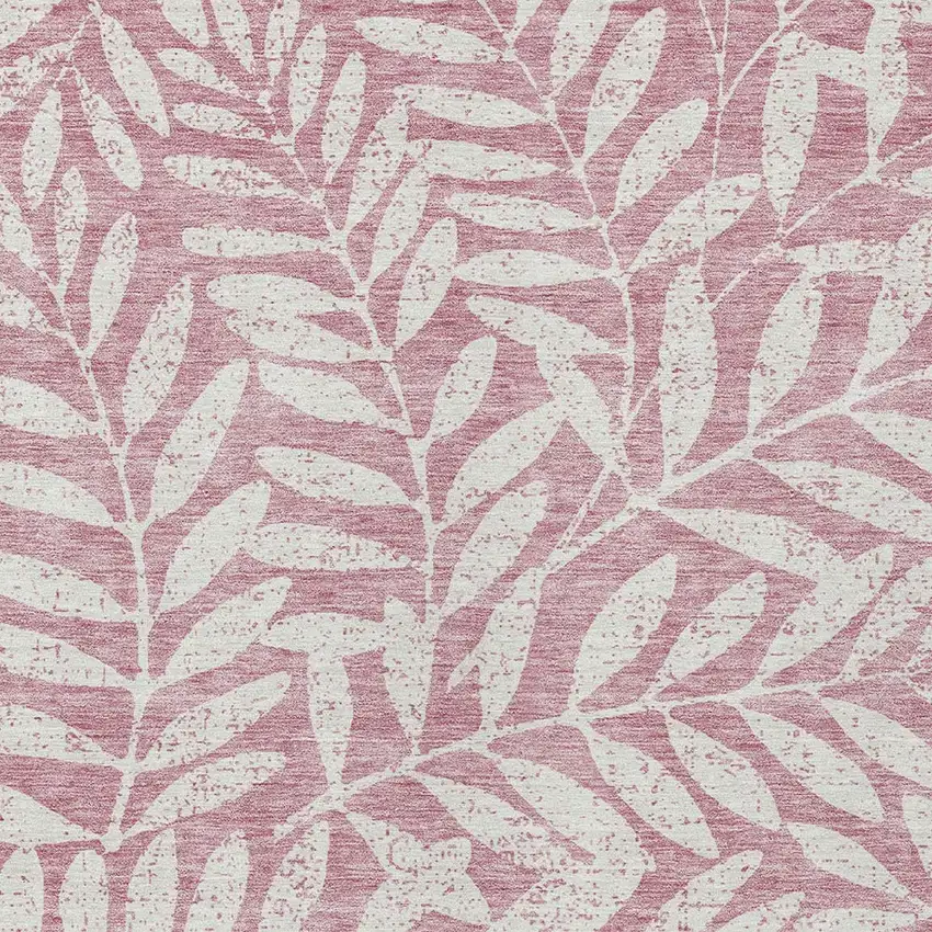 Blush And Ivory Floral Washable Indoor Outdoor Area Rug Photo 6