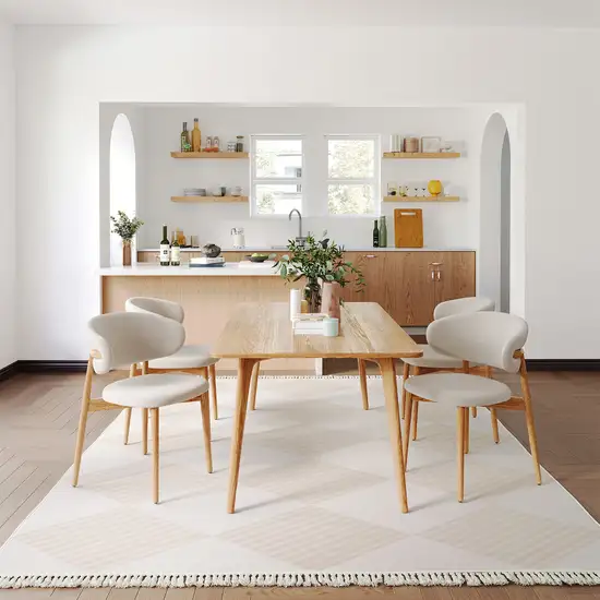 Blush And Ivory Geometric Washable Area Rug With Fringe Photo 6