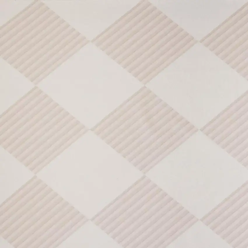 Blush And Ivory Geometric Washable Area Rug With Fringe Photo 3