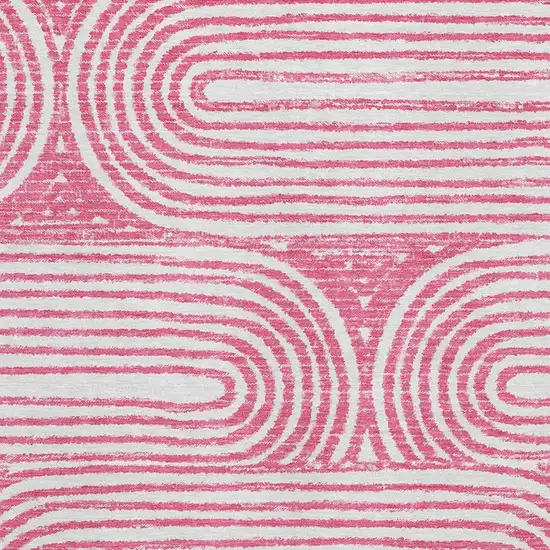 Blush And Ivory Geometric Washable Area Rug With UV Protection Photo 3