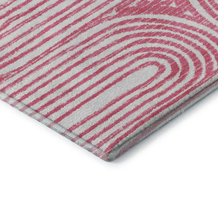 Blush And Ivory Geometric Distressed Washable Area Rug With UV Protection Photo 6