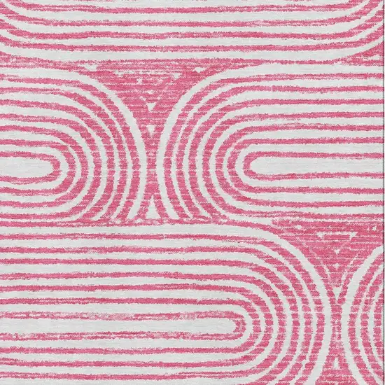Blush And Ivory Geometric Distressed Washable Area Rug With UV Protection Photo 3