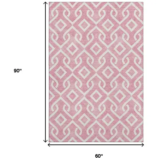 Blush And Ivory Geometric Washable Area Rug With UV Protection Photo 9