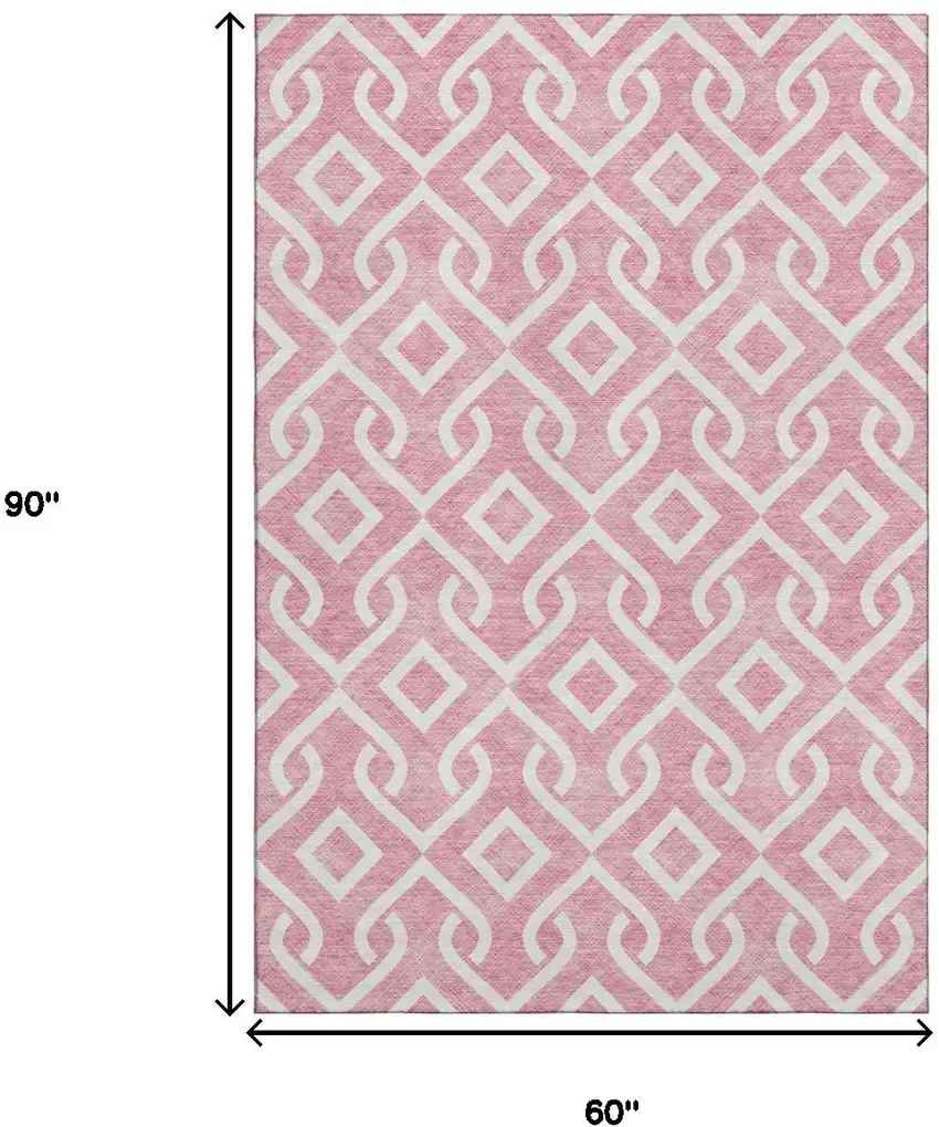 Blush And Ivory Geometric Washable Area Rug With UV Protection Photo 9