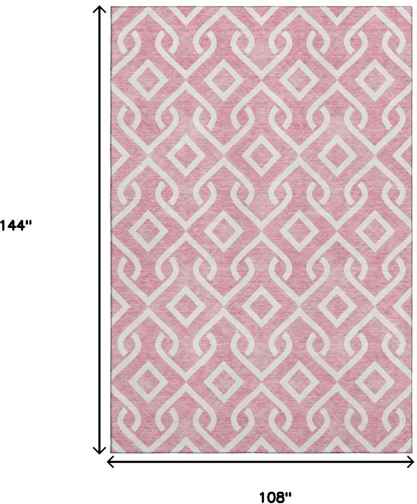 Blush And Ivory Geometric Washable Area Rug With UV Protection Photo 9