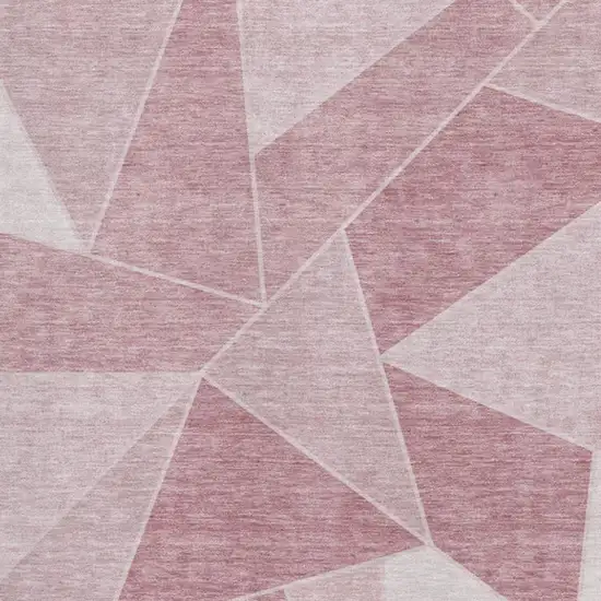 Blush And Ivory Geometric Washable Area Rug With UV Protection Photo 3