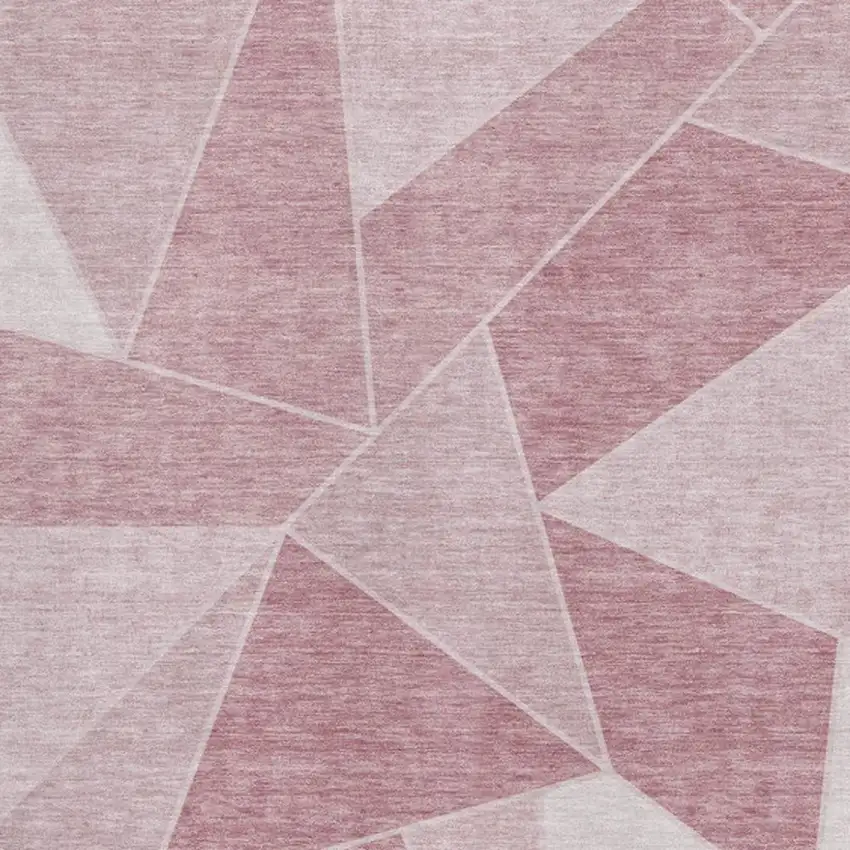 Blush And Ivory Geometric Washable Area Rug With UV Protection Photo 3